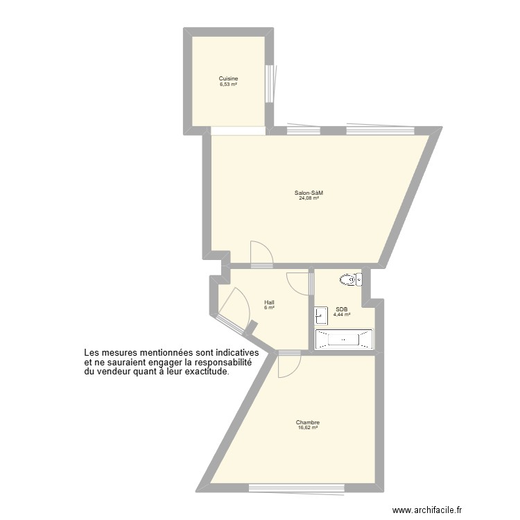 appart debelder 2. Plan de 5 pièces et 58 m2