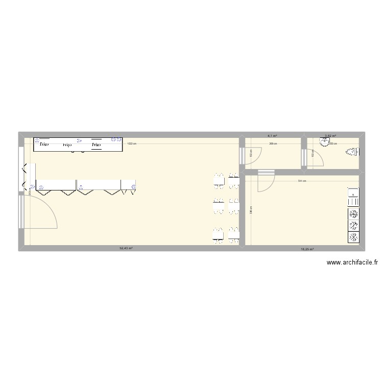 plan de salle. Plan de 4 pièces et 79 m2