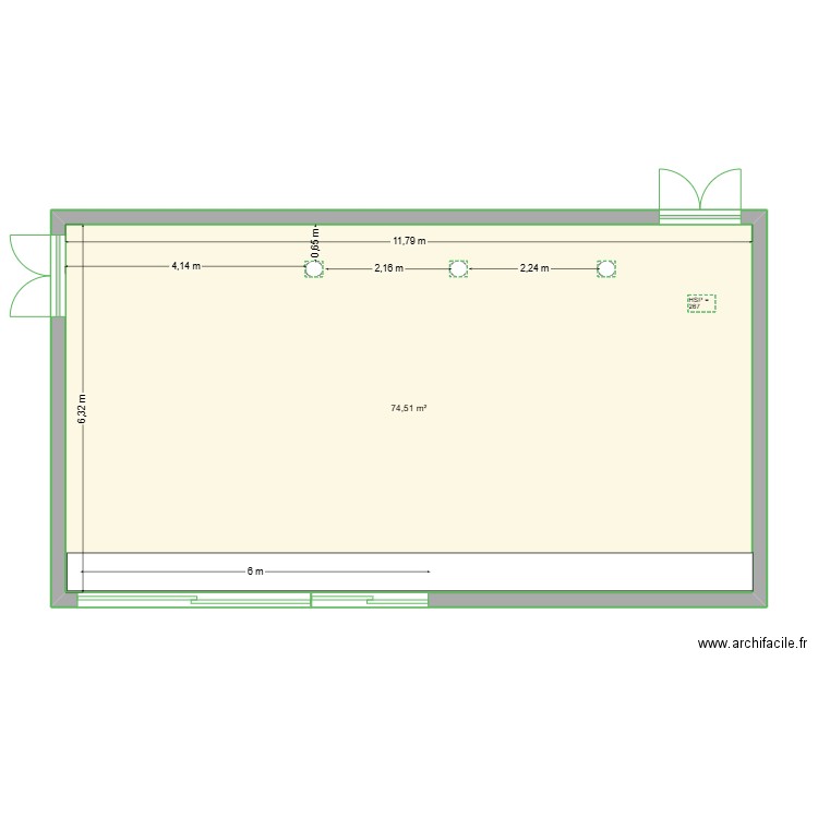 SPP rur Daviel. Plan de 1 pièce et 75 m2