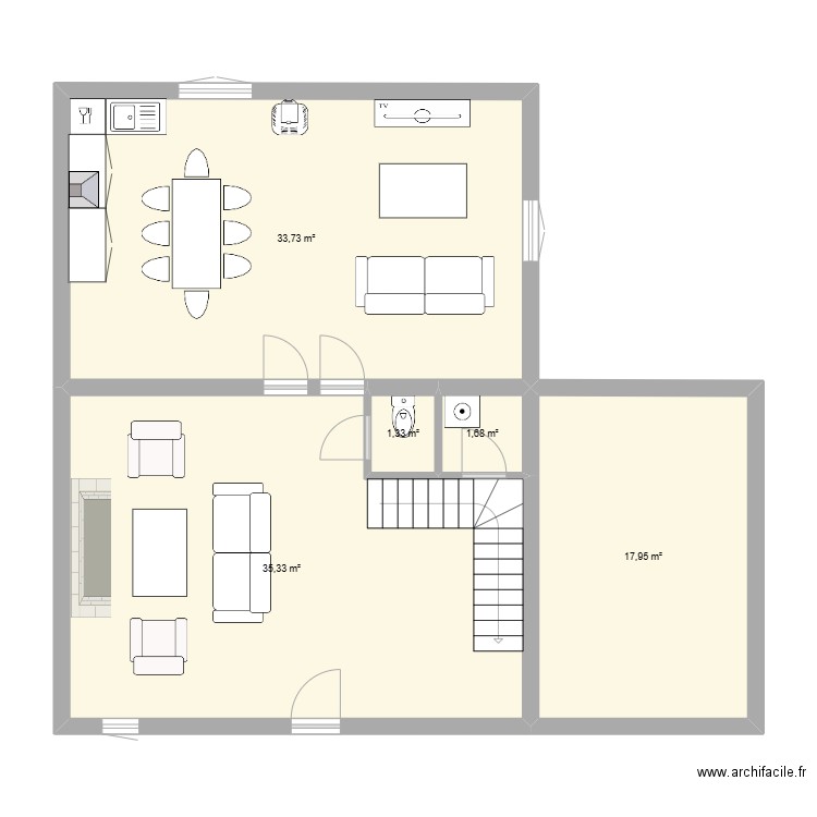 Maison chataignol. Plan de 6 pièces et 90 m2