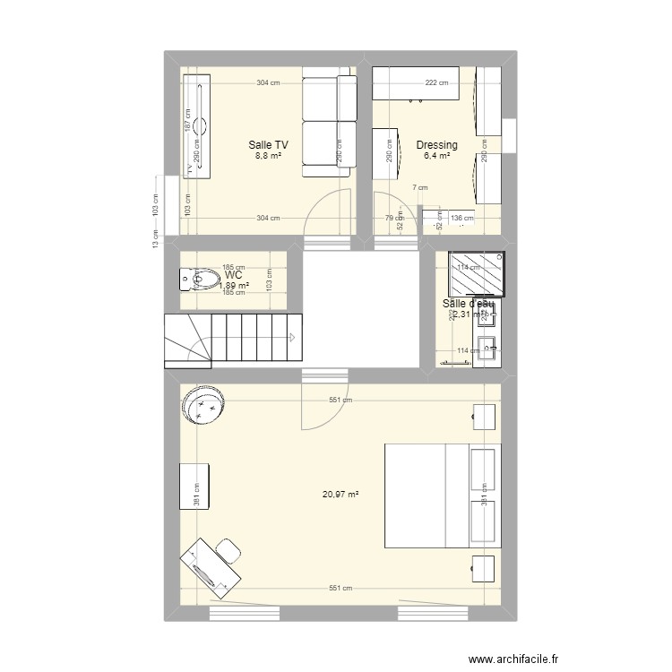 Vaureal Et 1. Plan de 5 pièces et 40 m2