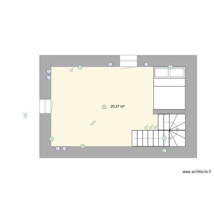 etage 1. Plan de 1 pièce et 20 m2