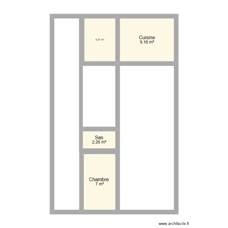 1er . Plan de 4 pièces et 24 m2