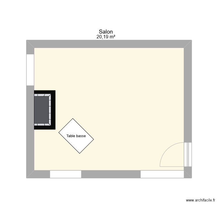 RDC. Plan de 1 pièce et 20 m2