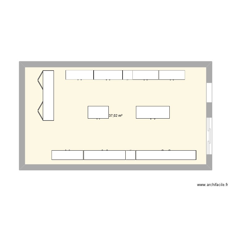 plan magasin YR. Plan de 1 pièce et 37 m2