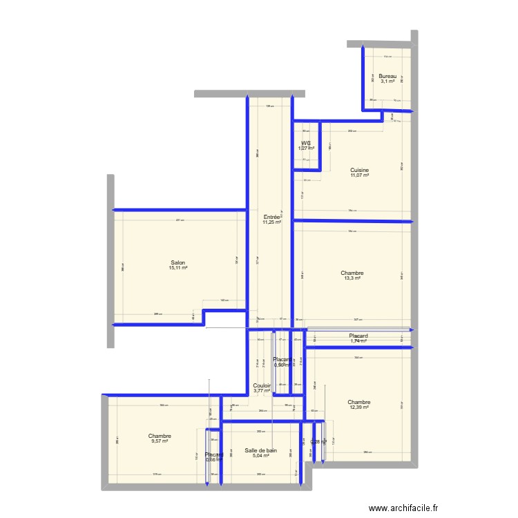 roche_pasteur. Plan de 14 pièces et 90 m2