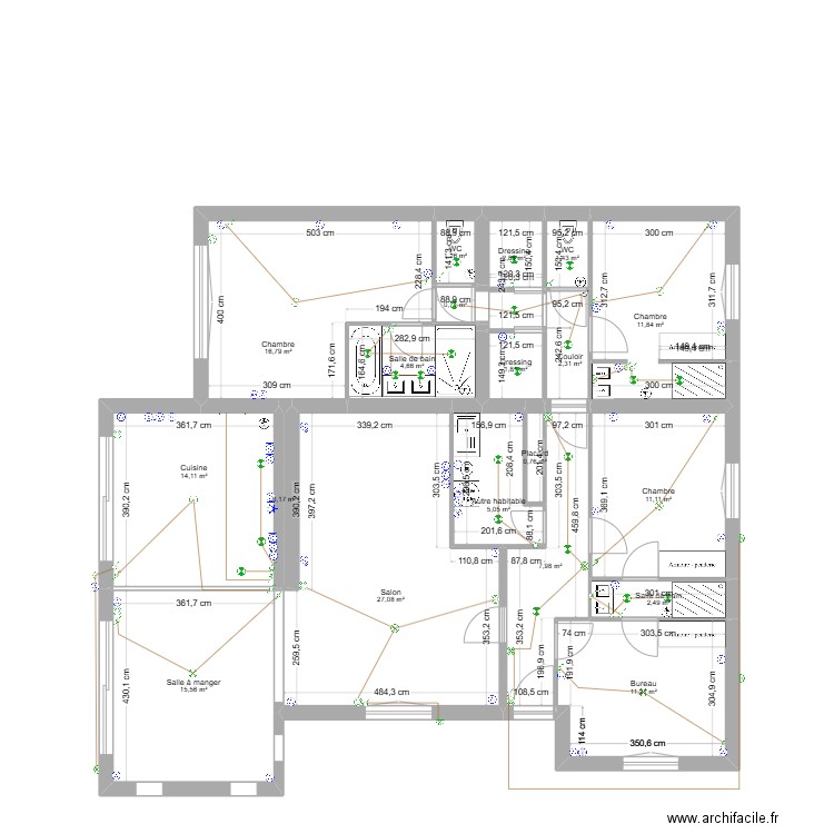 Nouvelle implantation PLAN ELEC. Plan de 19 pièces et 139 m2