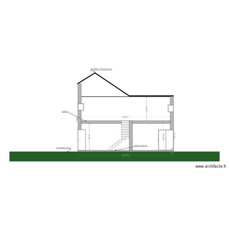 plan de coupe maison sans travaux. Plan de 0 pièce et 0 m2