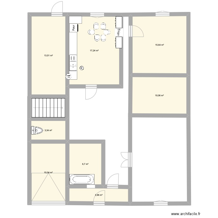 La route blanche2. Plan de 8 pièces et 80 m2