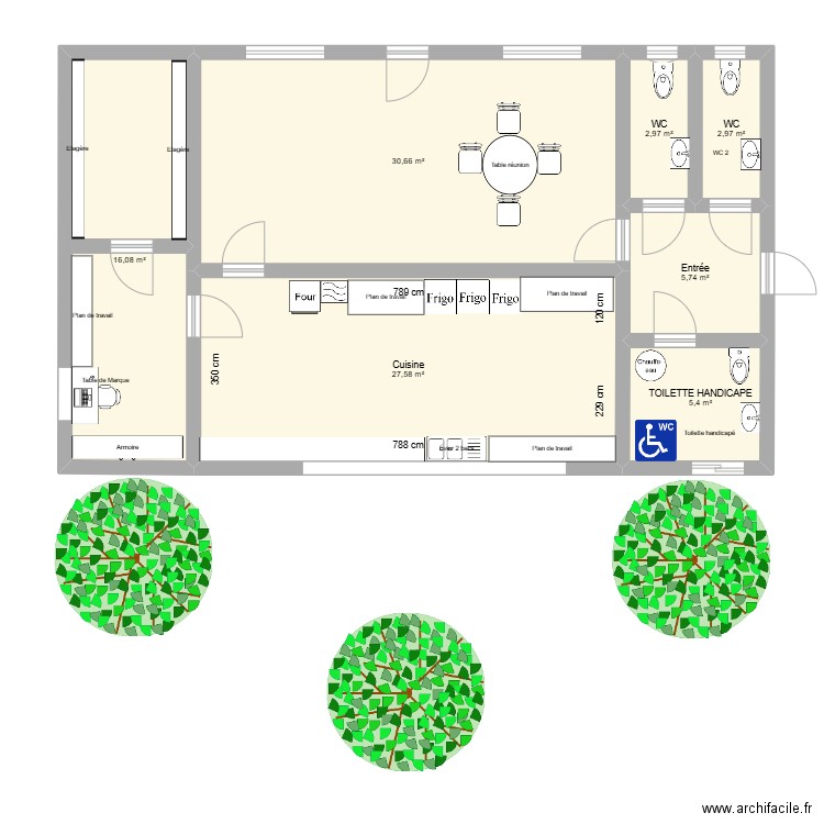 Batiment Boulodrome . Plan de 7 pièces et 91 m2