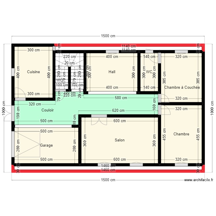 Plan de terrain 15m * 10m Client 26237929. Plan de 11 pièces et 125 m2