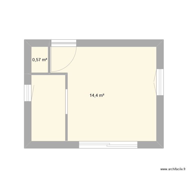 RONDIN 2. Plan de 2 pièces et 15 m2