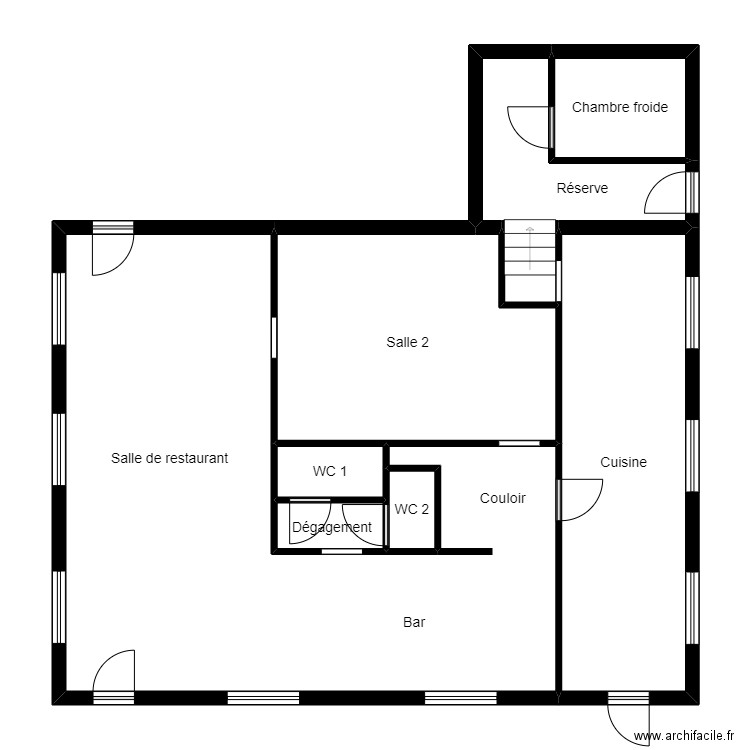 Les 2 coqs. Plan de 9 pièces et 115 m2