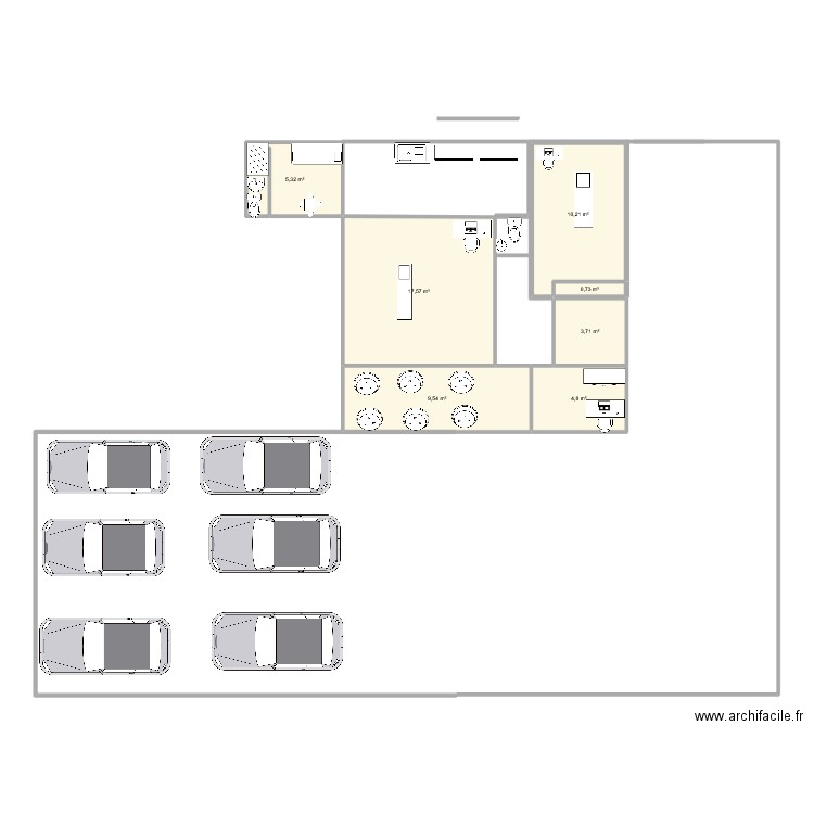 CABINET. Plan de 7 pièces et 52 m2