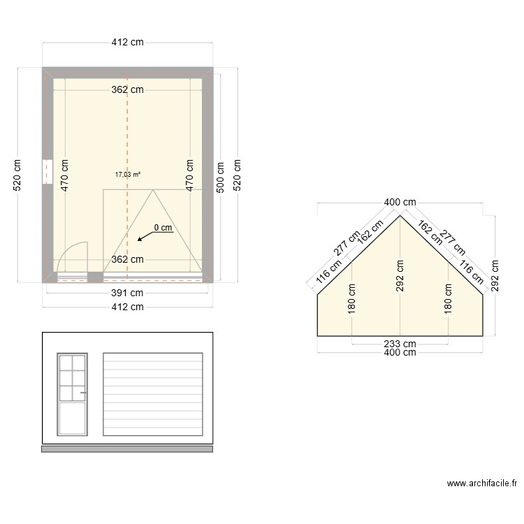 garage archi. Plan de 1 pièce et 17 m2