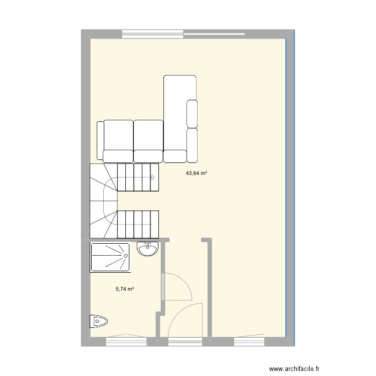 Rdv. Plan de 2 pièces et 49 m2