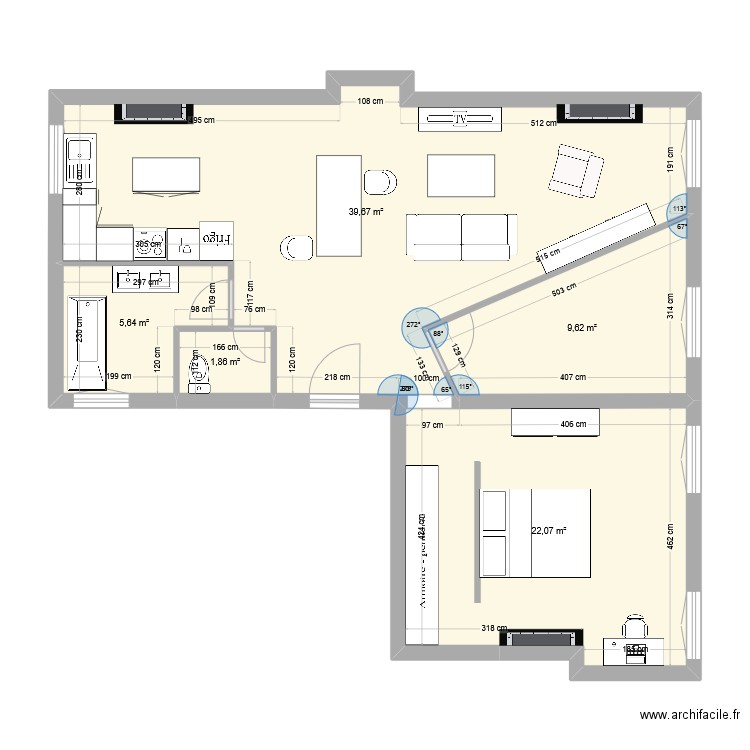 projet v1. Plan de 5 pièces et 79 m2