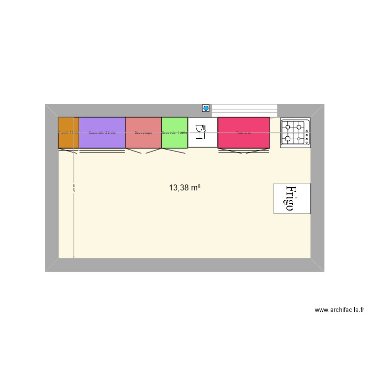 Ma cuisine. Plan de 1 pièce et 13 m2