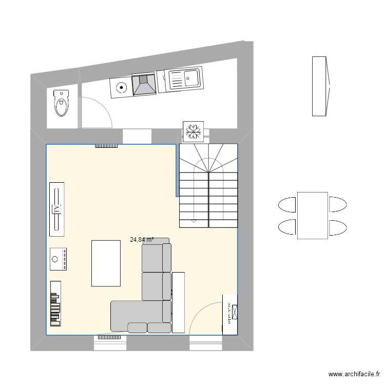 Maison XElle0. Plan de 1 pièce et 25 m2