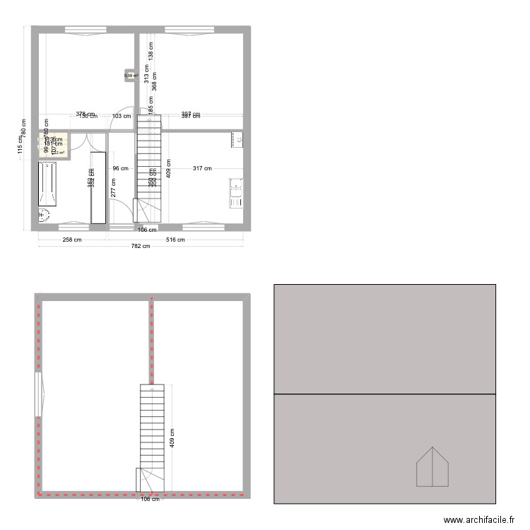 Untz. Plan de 2 pièces et 1 m2