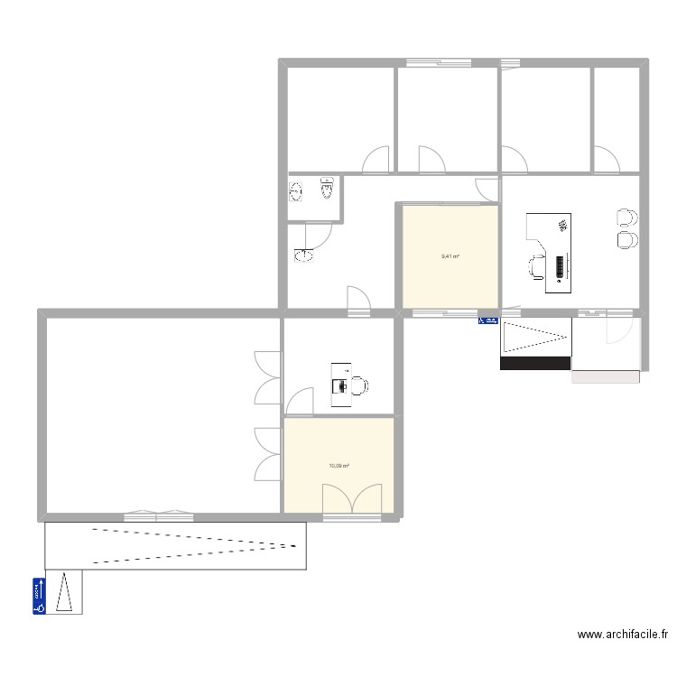 Mairie. Plan de 2 pièces et 20 m2