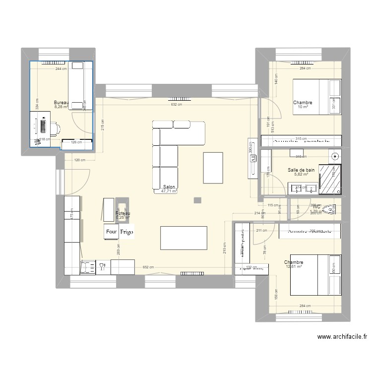 V2 4. Plan de 7 pièces et 87 m2