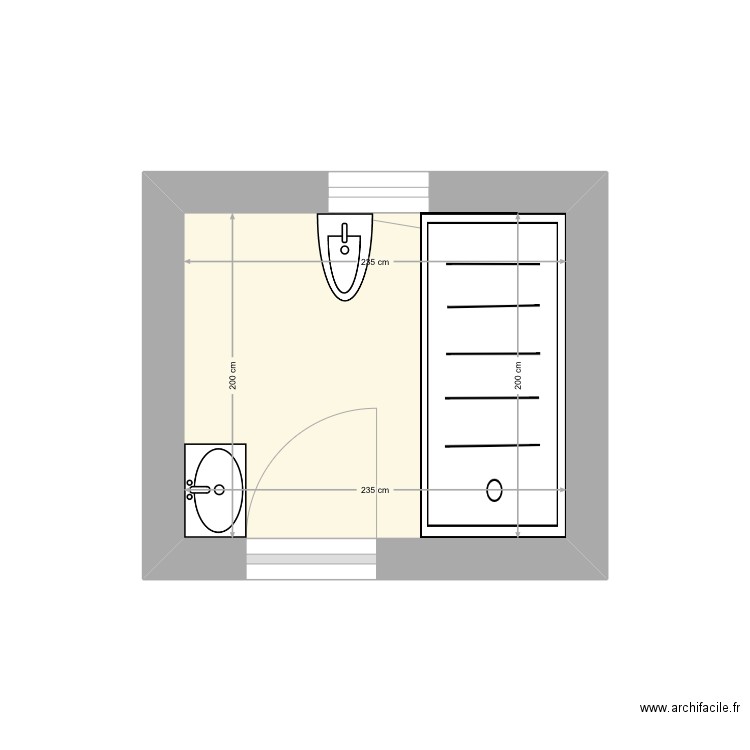 Salle de bain. Plan de 1 pièce et 5 m2