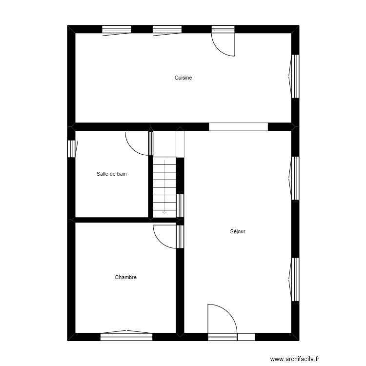 Plan 2D rdc Cul de Cheval 130. Plan de 5 pièces et 72 m2