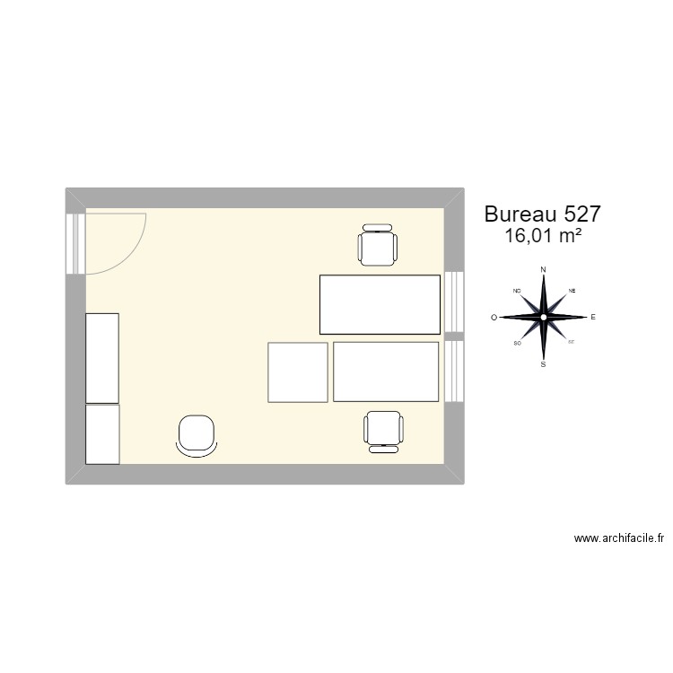 Bureau R 527. Plan de 1 pièce et 16 m2