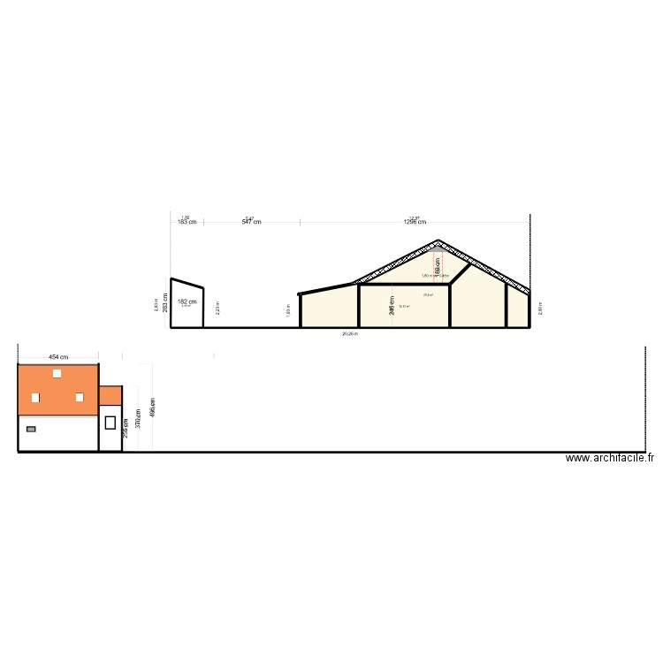 plan de coupe exemple. Plan de 3 pièces et 42 m2