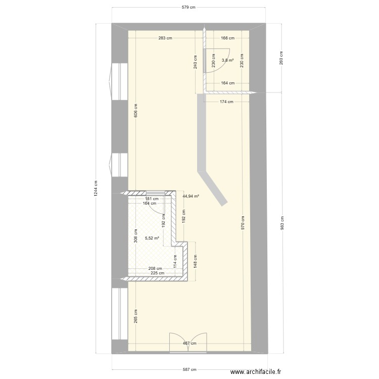 Bar Orléans12. Plan de 3 pièces et 54 m2