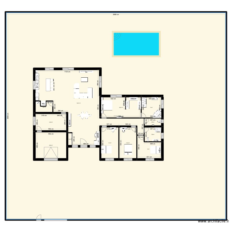 projet maison . Plan de 13 pièces et 1693 m2