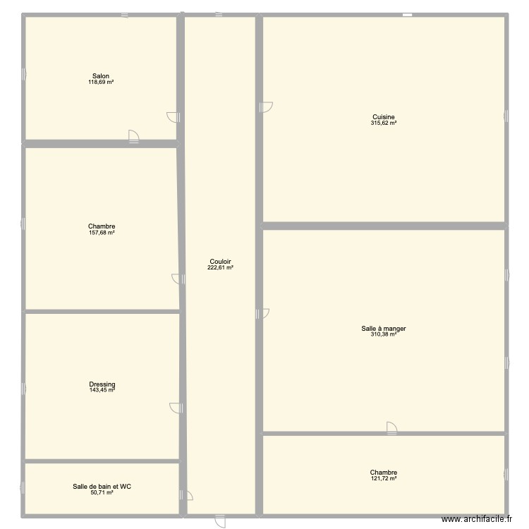 1er étage. Plan de 8 pièces et 1441 m2