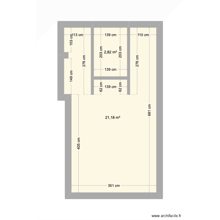 studio2. Plan de 2 pièces et 24 m2