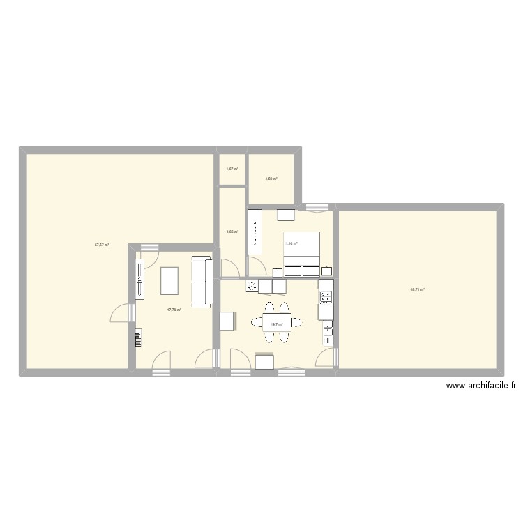 amenagement. Plan de 8 pièces et 166 m2