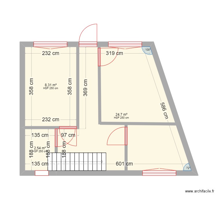 beravina 3. Plan de 3 pièces et 36 m2