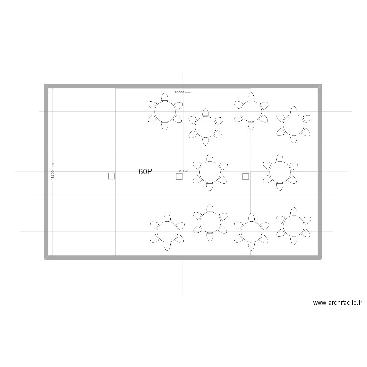 table rond 6-1 60p . Plan de 1 pièce et 202 m2