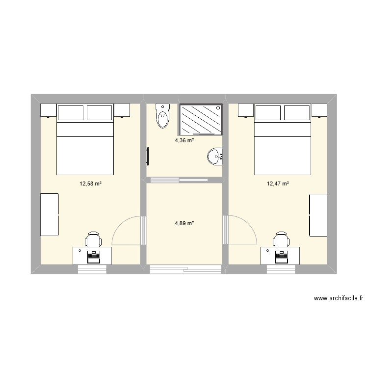 SOUS SOL PACHIA ZMOD. Plan de 4 pièces et 34 m2