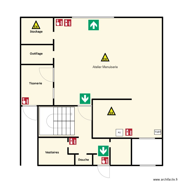 Zone ATEX - INM St CYPRIEN Stratification. Plan de 3 pièces et 63 m2