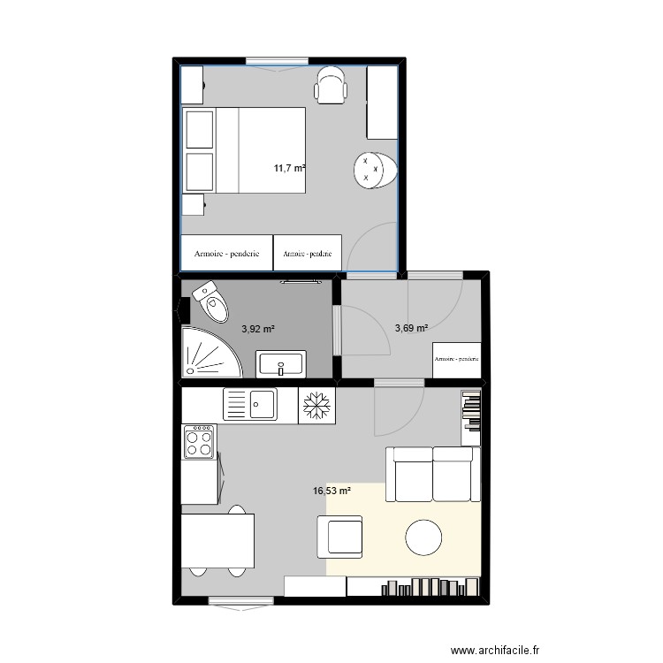 Bobigny. Plan de 4 pièces et 36 m2