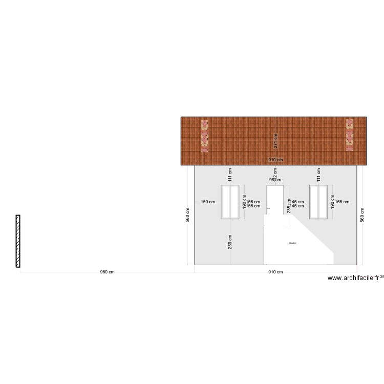 Façade SUD - Existant. Plan de 0 pièce et 0 m2