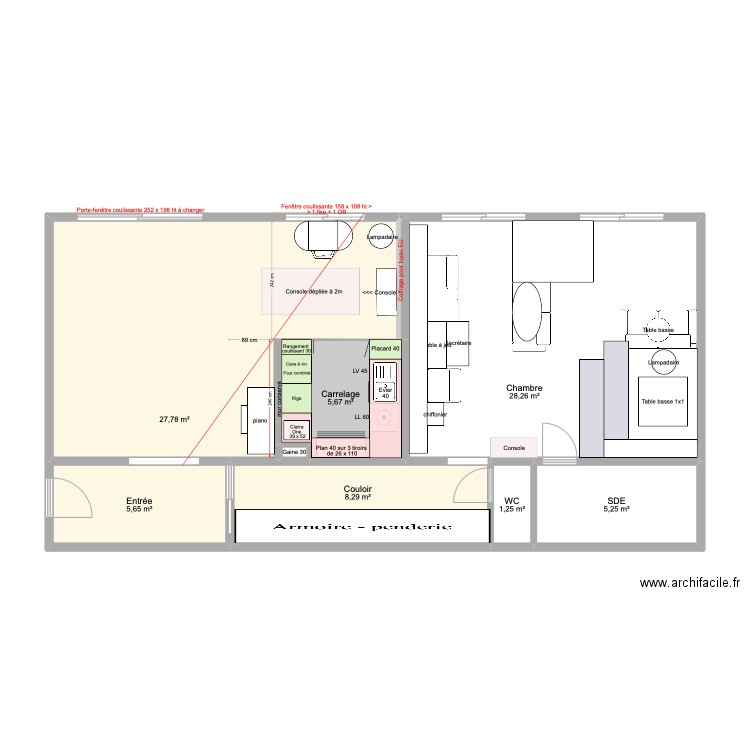 stockage chambre. Plan de 8 pièces et 82 m2