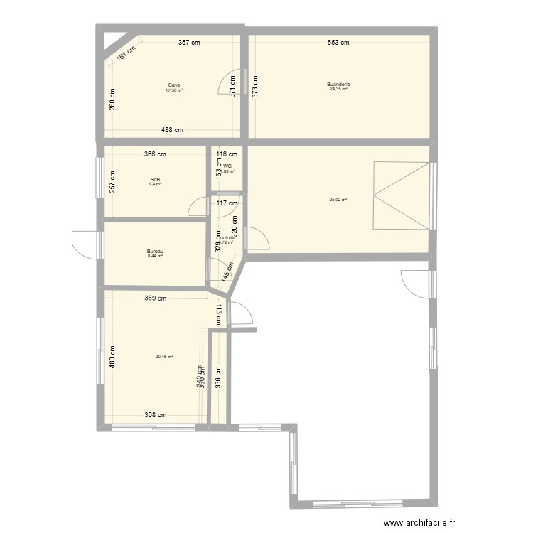 ST FOY Appartement du bas. Plan de 8 pièces et 111 m2