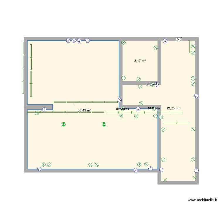 SF15. Plan de 3 pièces et 46 m2