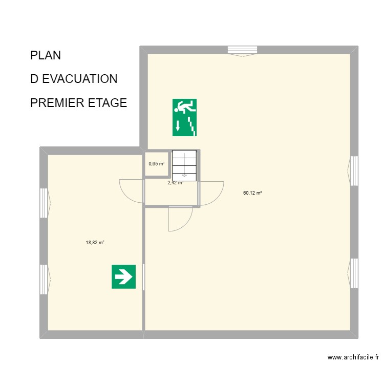 87 CUSSAC 1er étage. Plan de 4 pièces et 82 m2