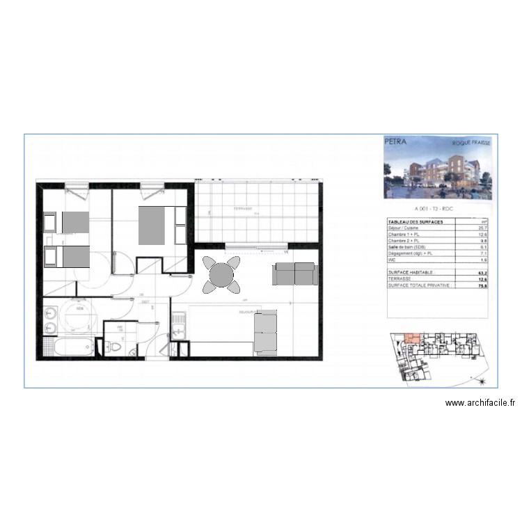 appart petra. Plan de 0 pièce et 0 m2