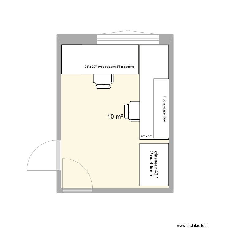 Bureau 2 Wilson. Plan de 1 pièce et 10 m2