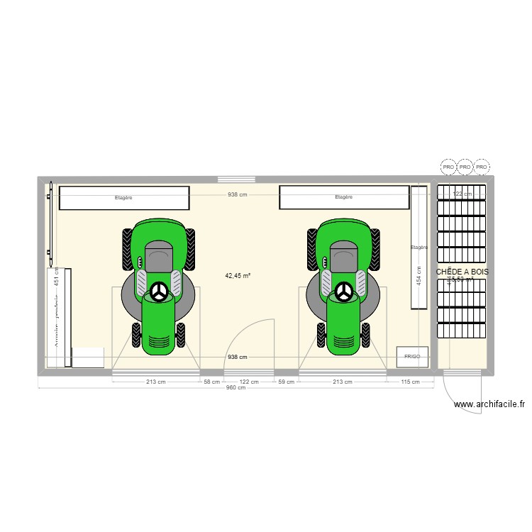 plan # 1 cabanon  au chalet. Plan de 2 pièces et 48 m2