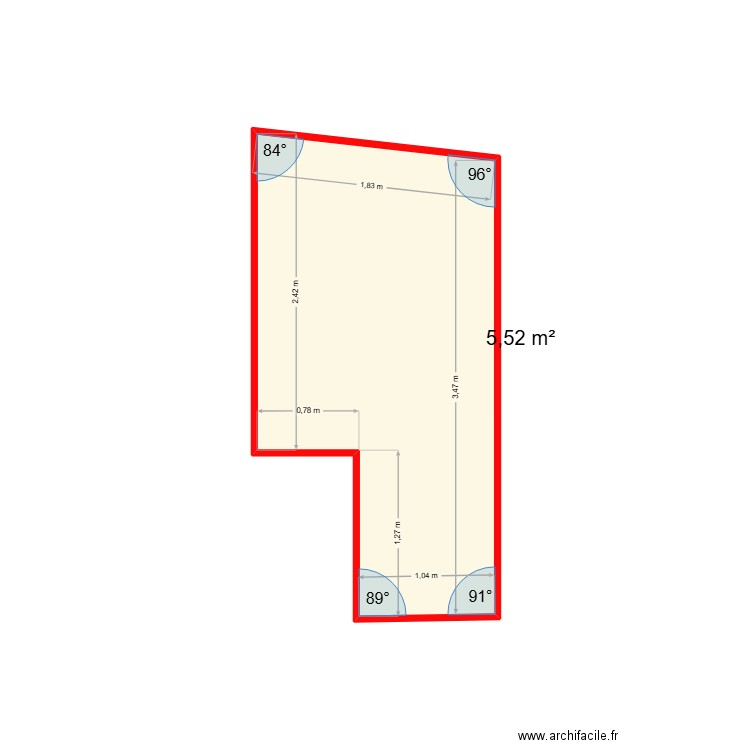 sdb. Plan de 1 pièce et 6 m2