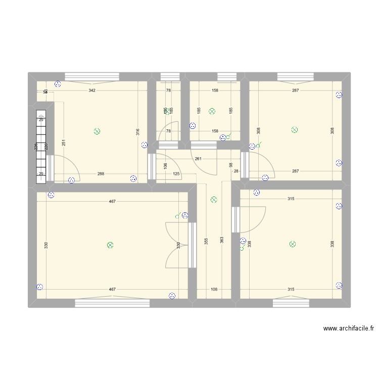 311111918. Plan de 8 pièces et 56 m2